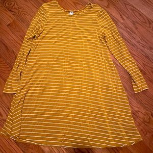 Mustard and white striped dress